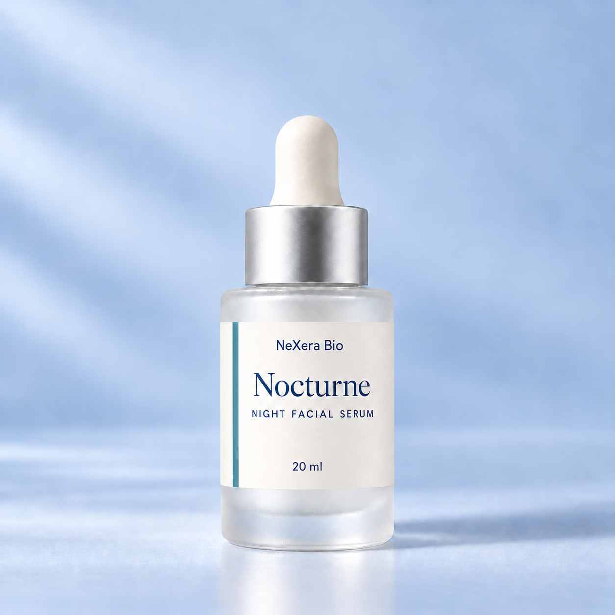 Illustrative compact NeXera Bio Nocturne dropper bottle labeled Night facial serum